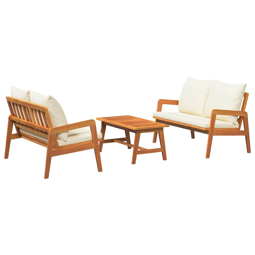 Set bistro cu pernă 3 pcs Maro Lemn Solid de Acacia