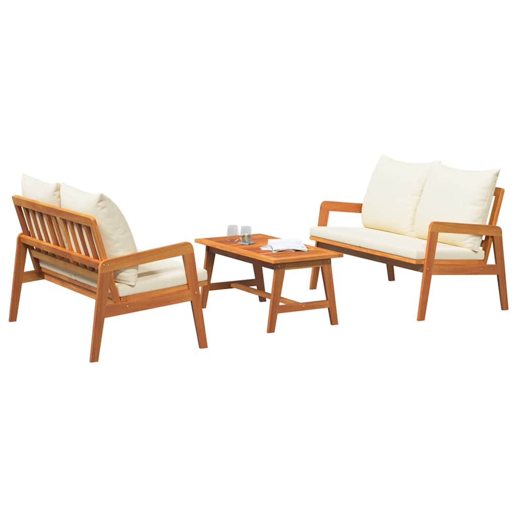 Set bistro cu pernă 3 pcs Maro Lemn Solid de Acacia