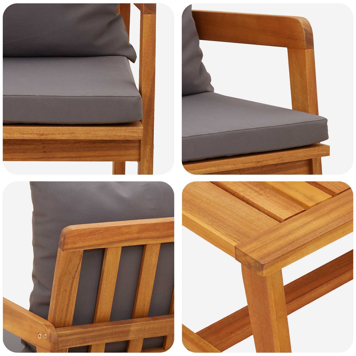 Set bistro cu pernă 5 pcs Maro Lemn Solid de Acacia