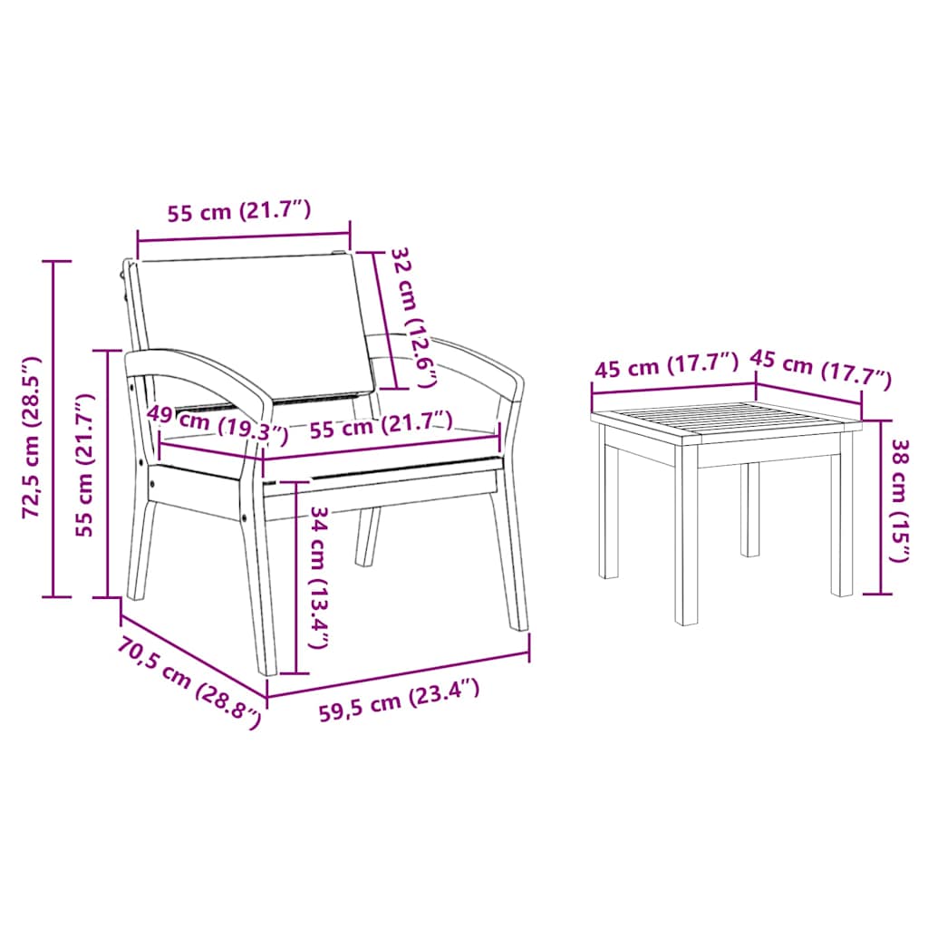 Set bistro cu pernă 5 pcs Maro Poliester
