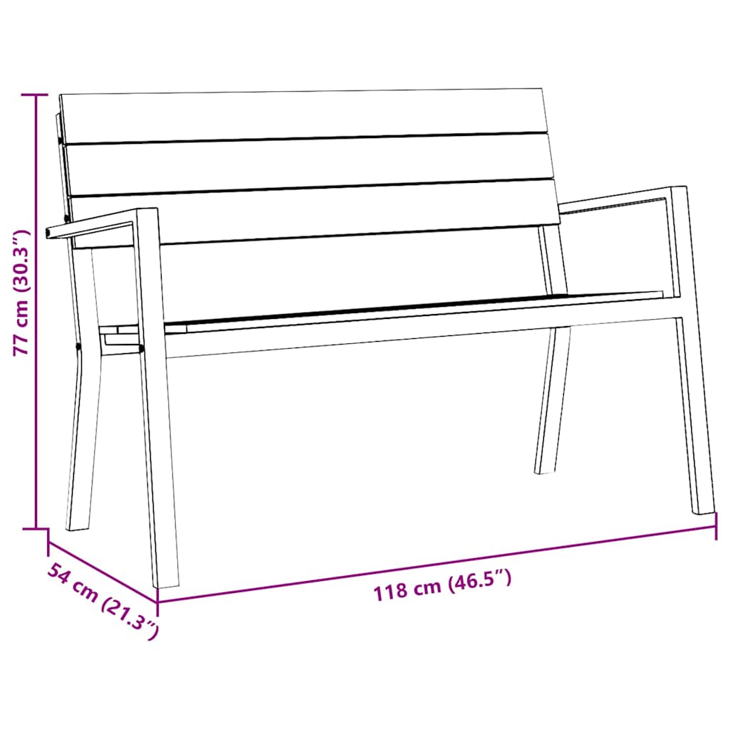 Bancă de grădină Maro 118 x 54 x 77cm Oțel