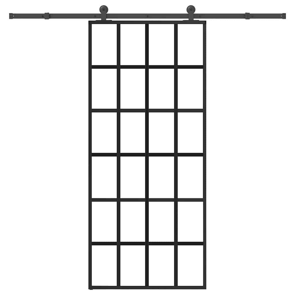 Ușă glisantă cu set feronerie, 90x205 cm, sticlă ESG/aluminiu