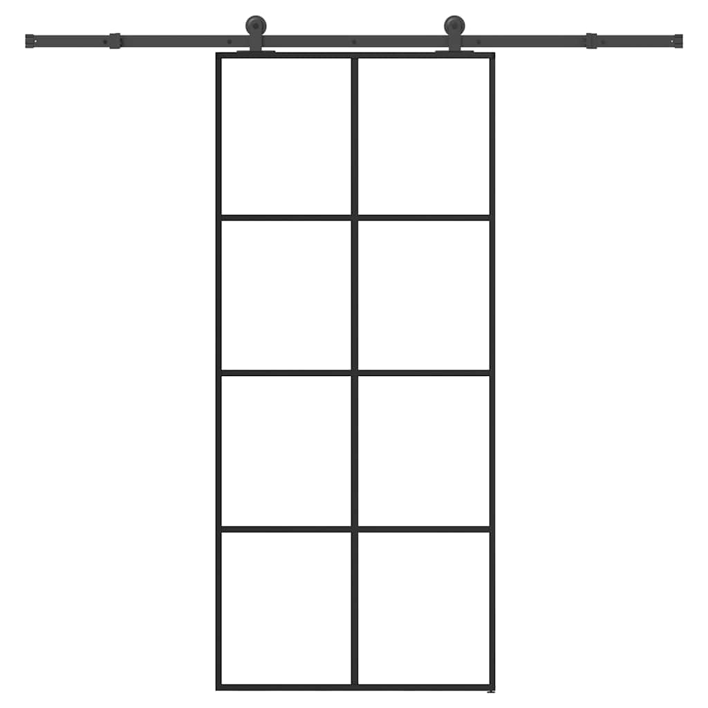 Ușă glisantă cu set feronerie, 90x205 cm, sticlă ESG/aluminiu