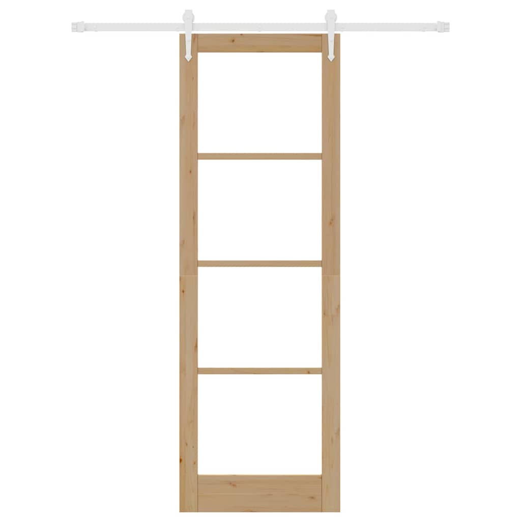 Ușă glisantă natural 78 x 232 cm Lemn masiv de pin și sticlă