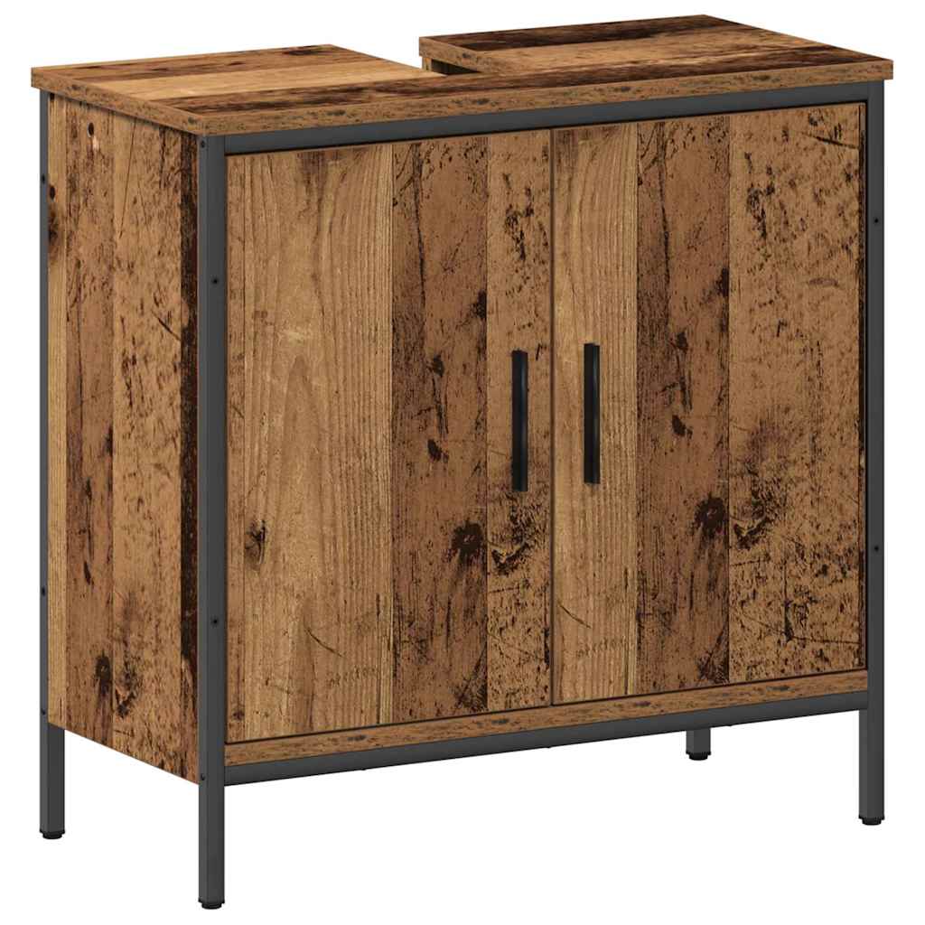 Set de mobilier pentru baie cu raft 2 pcs Maro Lemn compozit