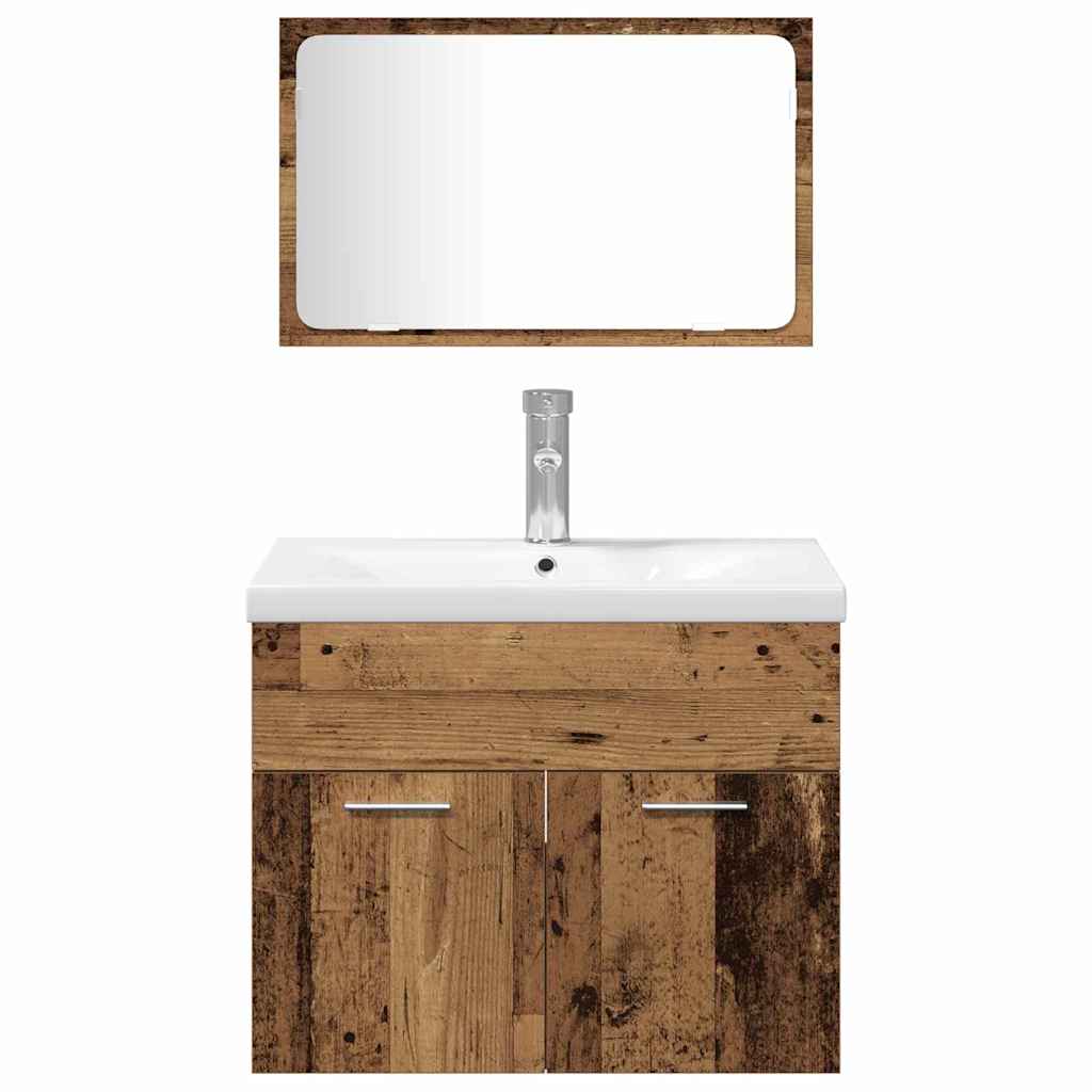 Set de mobilier pentru baie 4 pcs Lemn Vechi Lemn compozit