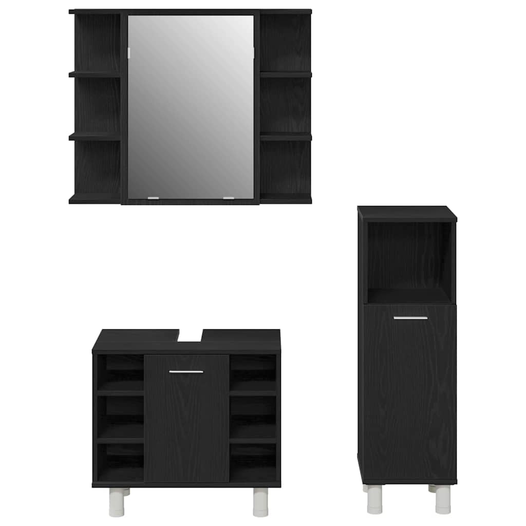 Set de mobilier pentru baie 3 pcs Negru 30 x 30 x 99,5 cm