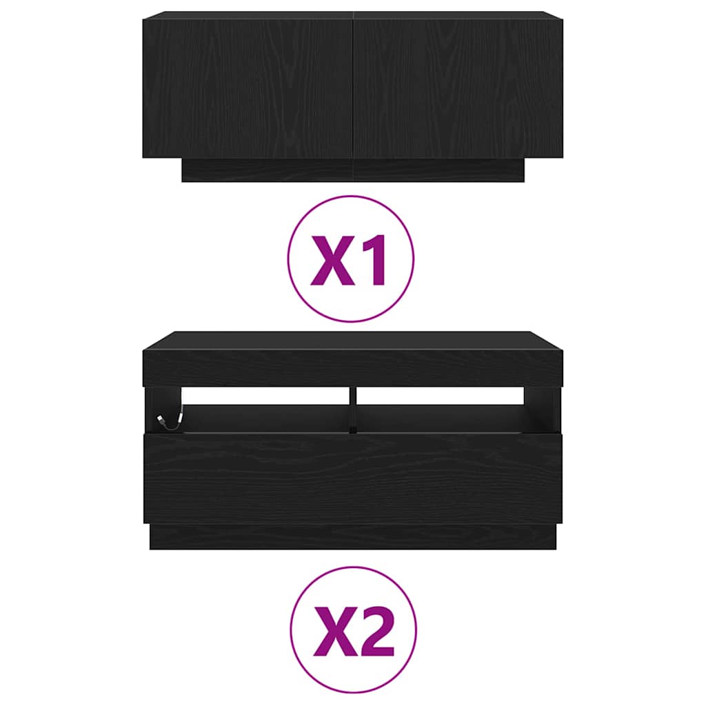 Set comodă TV 3 pcs Negru 260 x 35 x 40 cm Lemn compozit