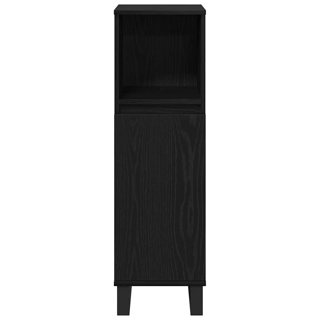Set de mobilier pentru baie Pe perete cu ușă 3 pcs Stejar Negru