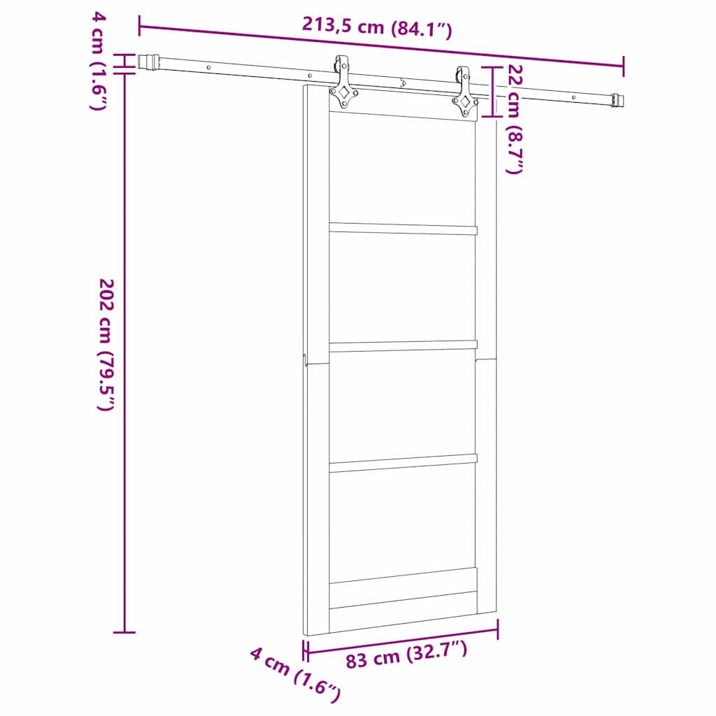 Ușă glisantă ORKDAL Maro 83 x 202 cm Lemn de pin masiv