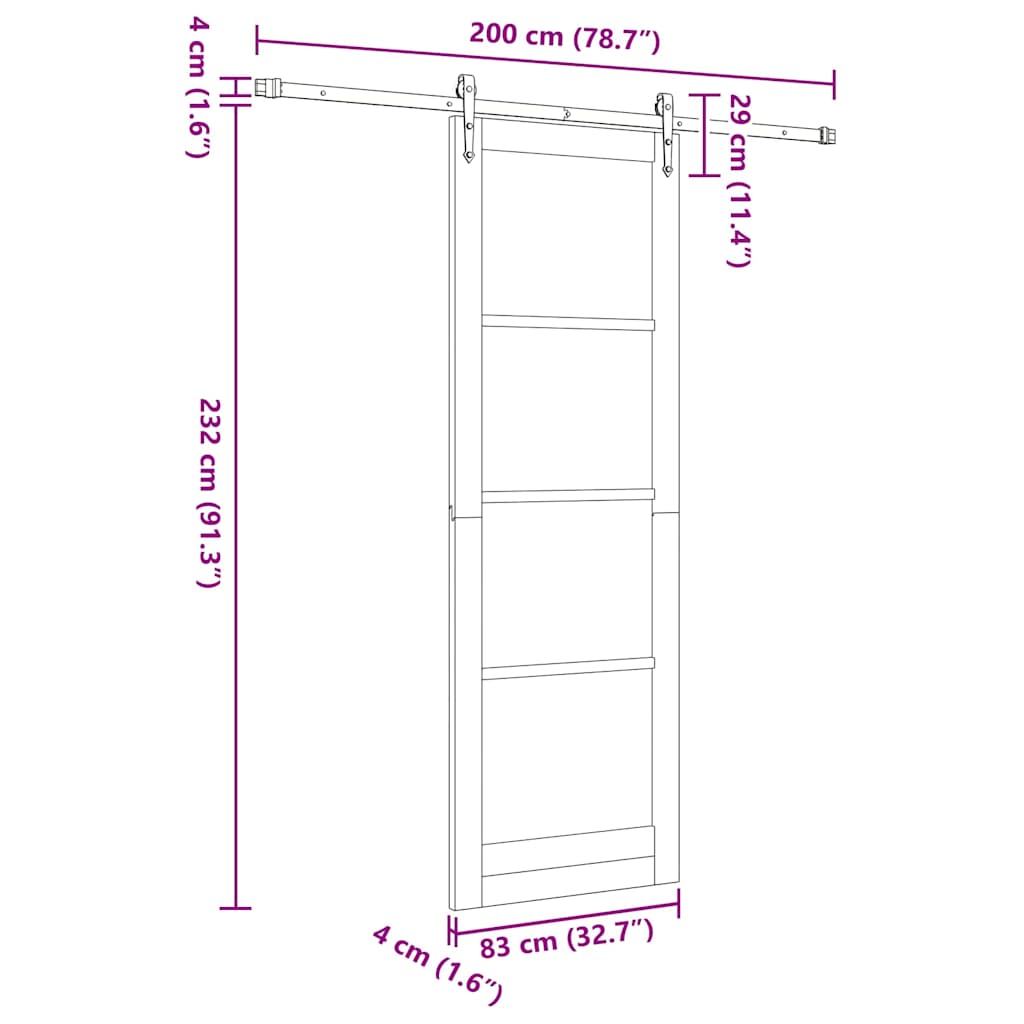 Ușă glisantă ORKDAL Maro 83 x 232 cm Lemn de pin masiv