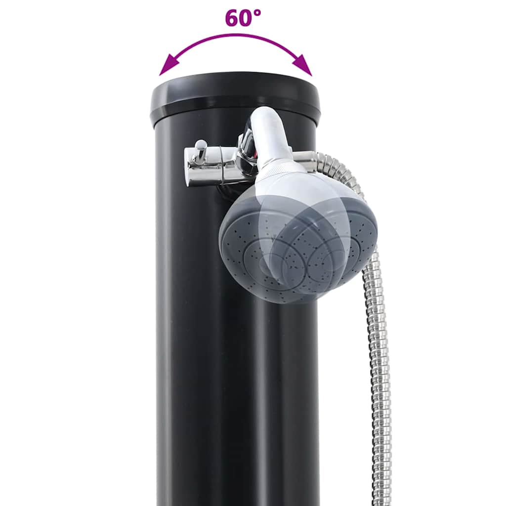 Duș Solar Extern Negru 217 cm PVC și Aluminiu