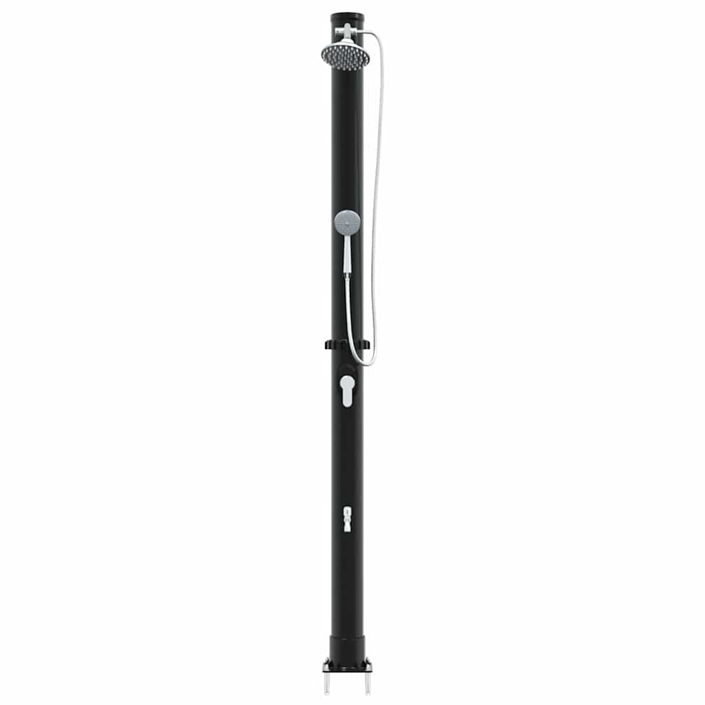 Duș Solar Extern Negru 217 cm PVC și Aluminiu