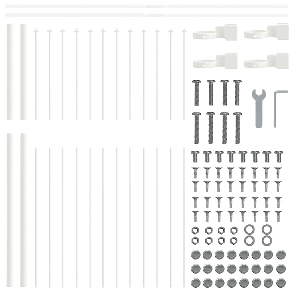 Gard de Grădină 3 pcs Alb 5,1 x 1,5 m Oțel acoperit cu pulbere