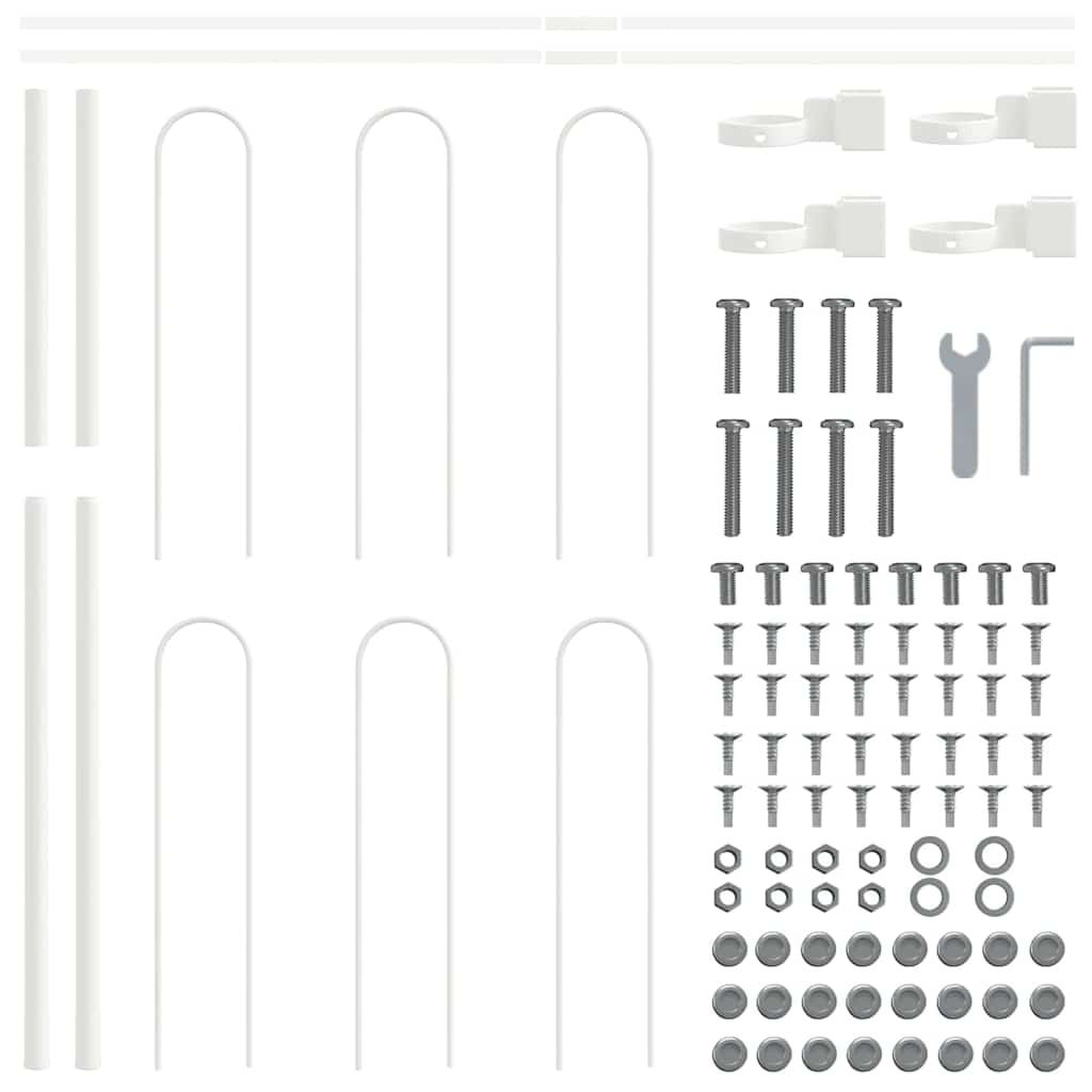 Gard de Grădină 7 pcs Alb 11,9 x 0,8 m Oțel acoperit cu pulbere