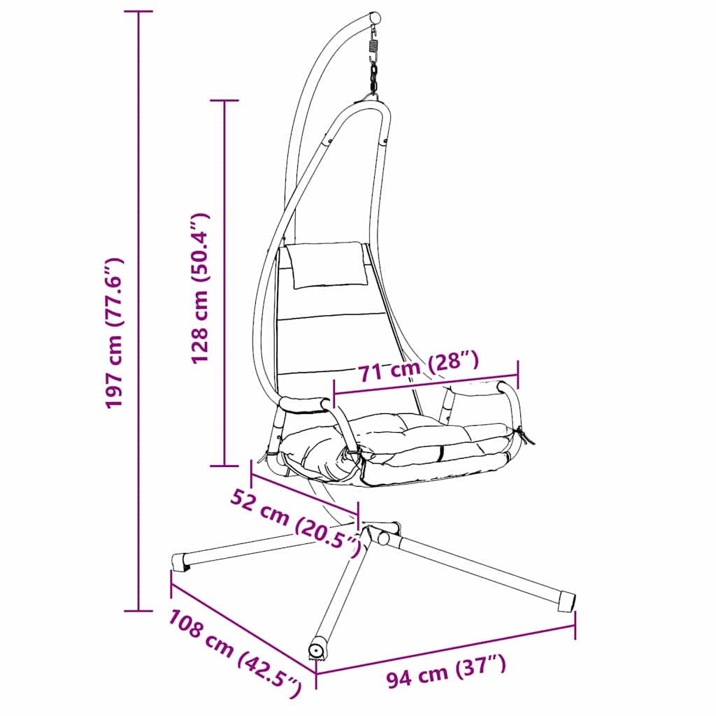 Scaun suspendat ou Manual Cafea 94 x 107 x 196,5 cm Oțel