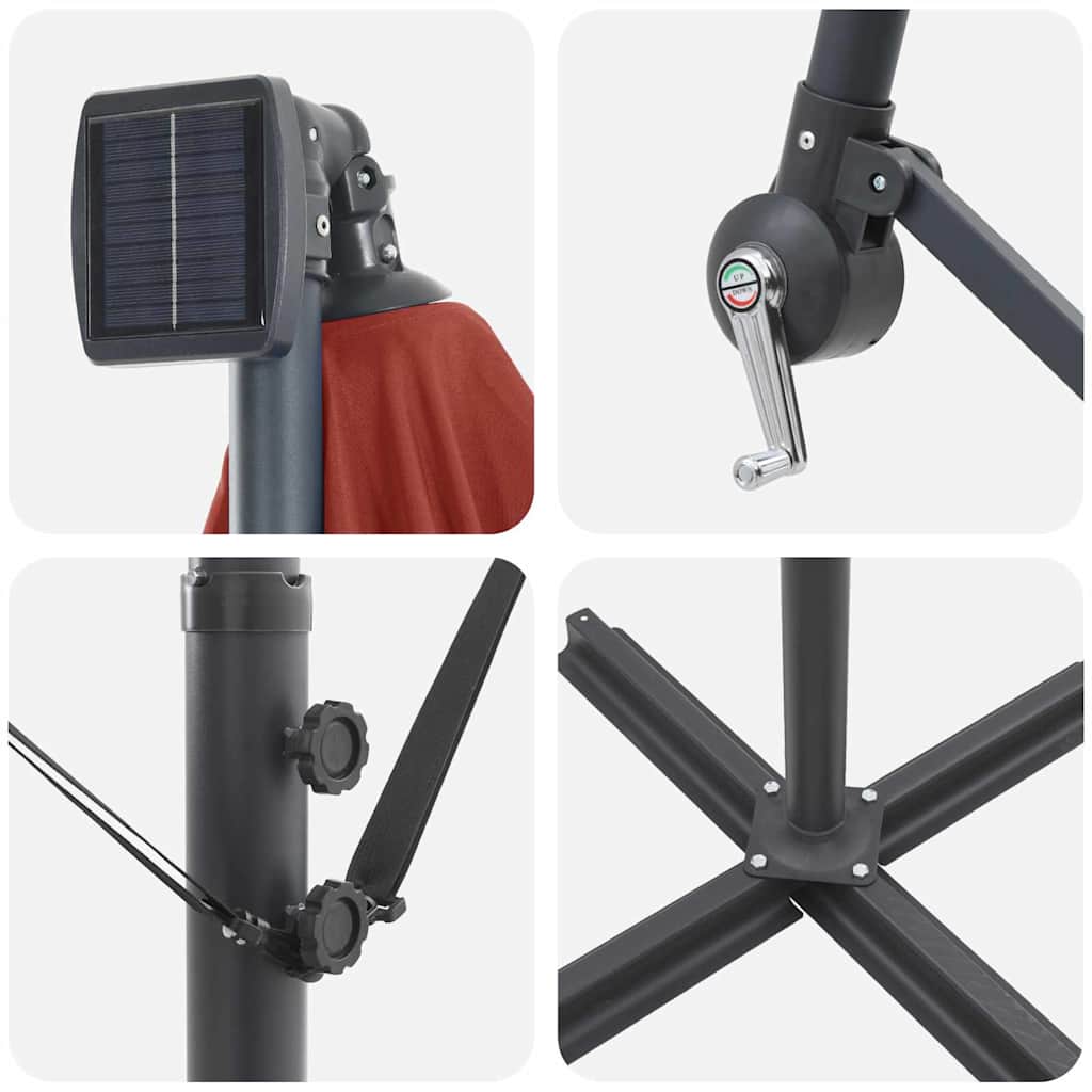 Parasol banana cu brațe Terracota 249 x 249 x 250 cm