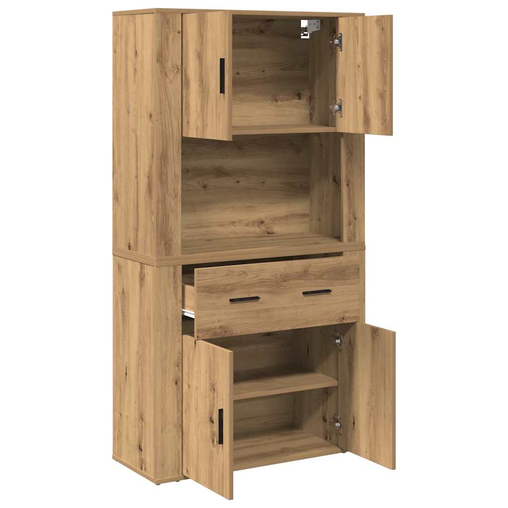 Highboard stejar artizanal 80 x 33 x 150 cm Lemn compozit