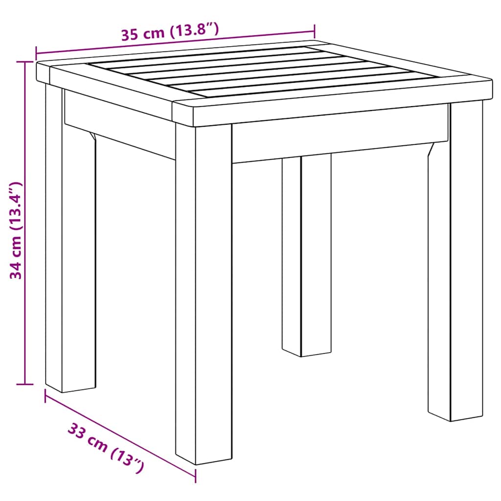 Masă laterală Ulei Natural 35 x 35 x 34 cm Lemn Solid de Acacia