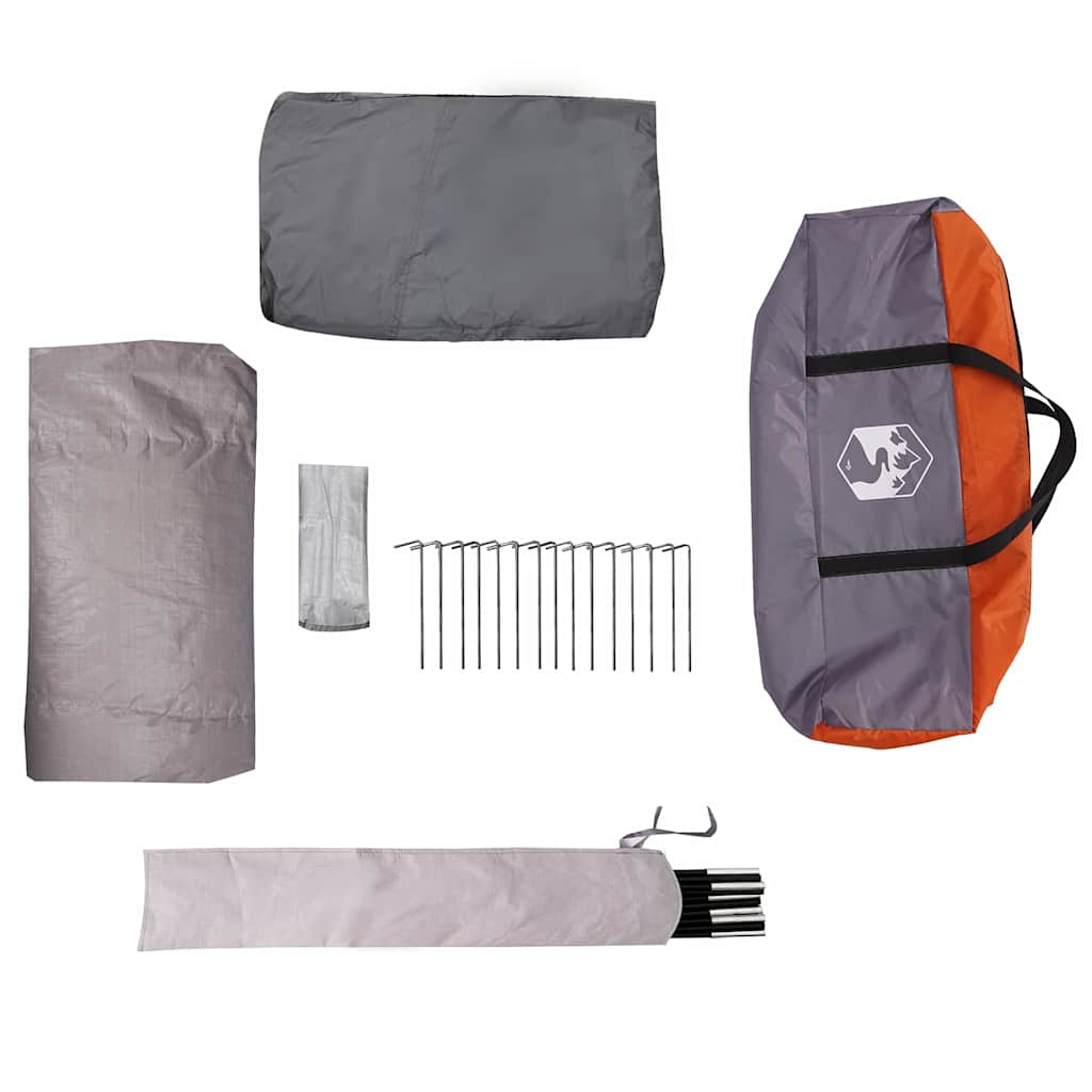 Cort Teepee pentru 8 Persoane cu acoperiș Gri și Portocalie