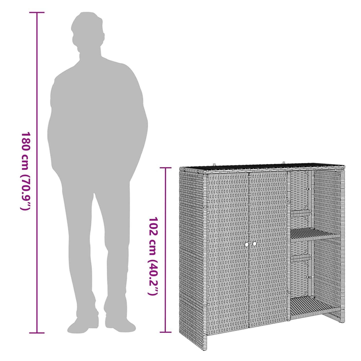 Dulap de depozitare cu depozitare Gri 100 x 36 x 102 cm Ratan
