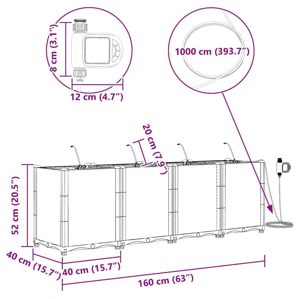 Vază pentru Grădină 4 pcs Maro Oțel