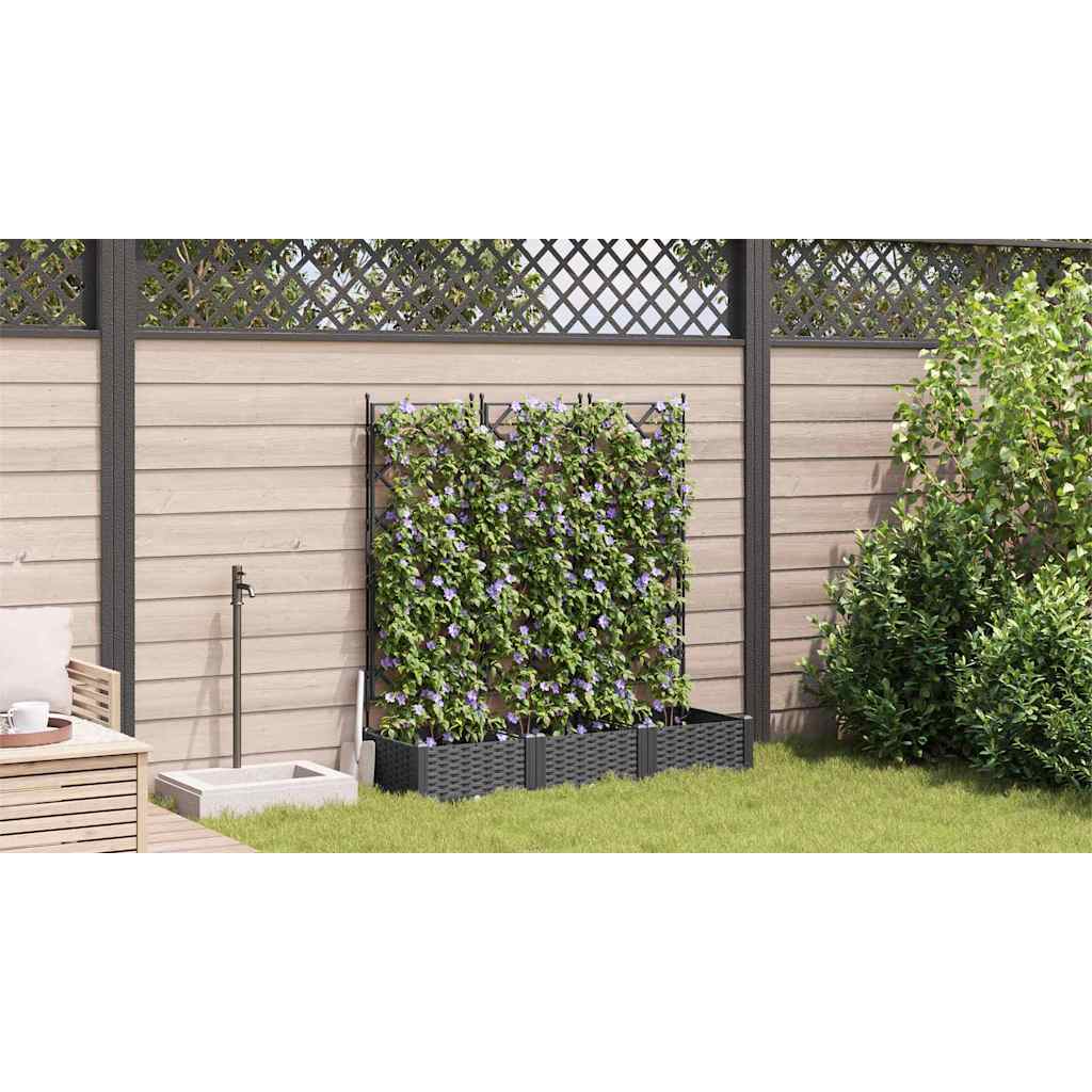 Vază pentru Grădină 3 pcs Negru 120 x 40 x 125,5 cm Oțel