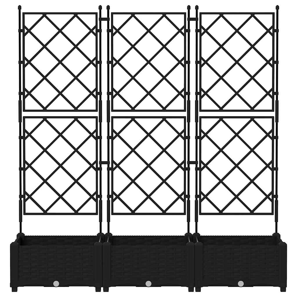 Vază pentru Grădină 3 pcs Negru 120 x 40 x 125,5 cm Oțel