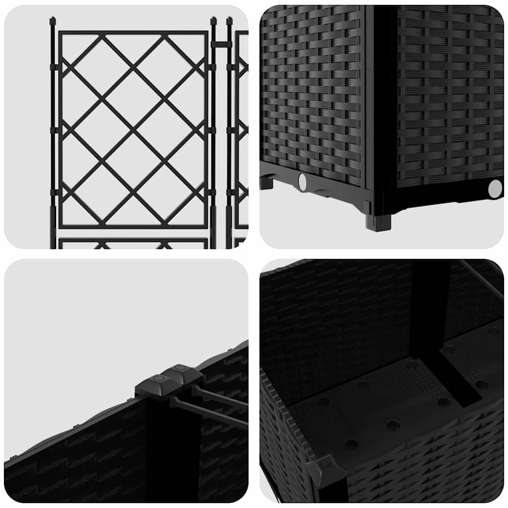 Vază pentru Grădină 3 pcs Negru 80 x 80 x 143 cm Oțel
