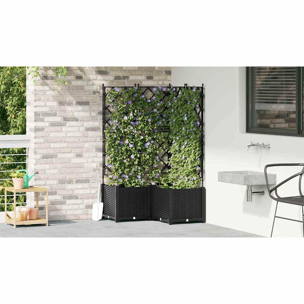 Vază pentru Grădină 3 pcs Negru 80 x 80 x 143 cm Oțel
