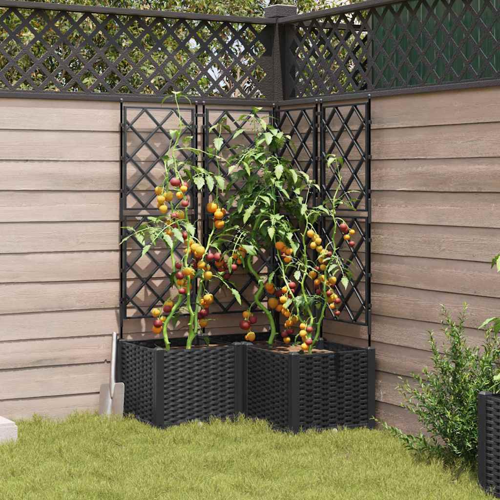 Vază pentru Grădină 3 pcs Negru 80 x 80 x 143 cm Oțel