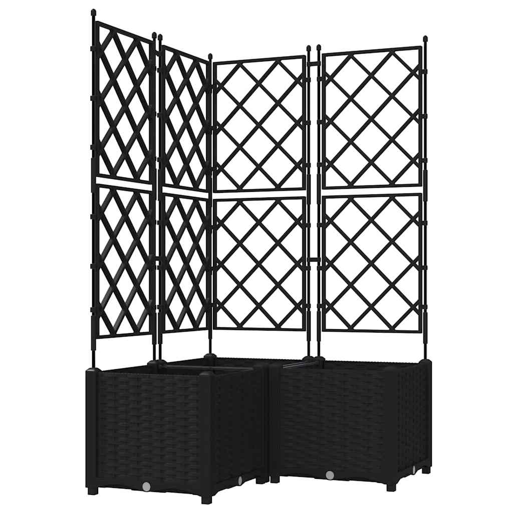 Vază pentru Grădină 3 pcs Negru 80 x 80 x 143 cm Oțel