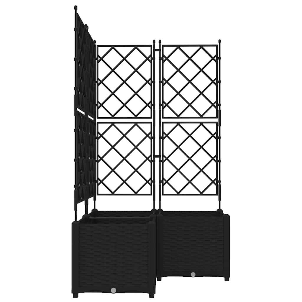 Vază pentru Grădină 3 pcs Negru 80 x 80 x 143 cm Oțel