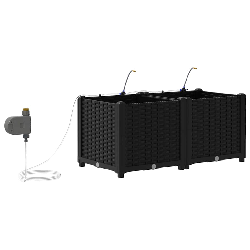 Vază pentru Grădină 2 pcs Negru Oțel