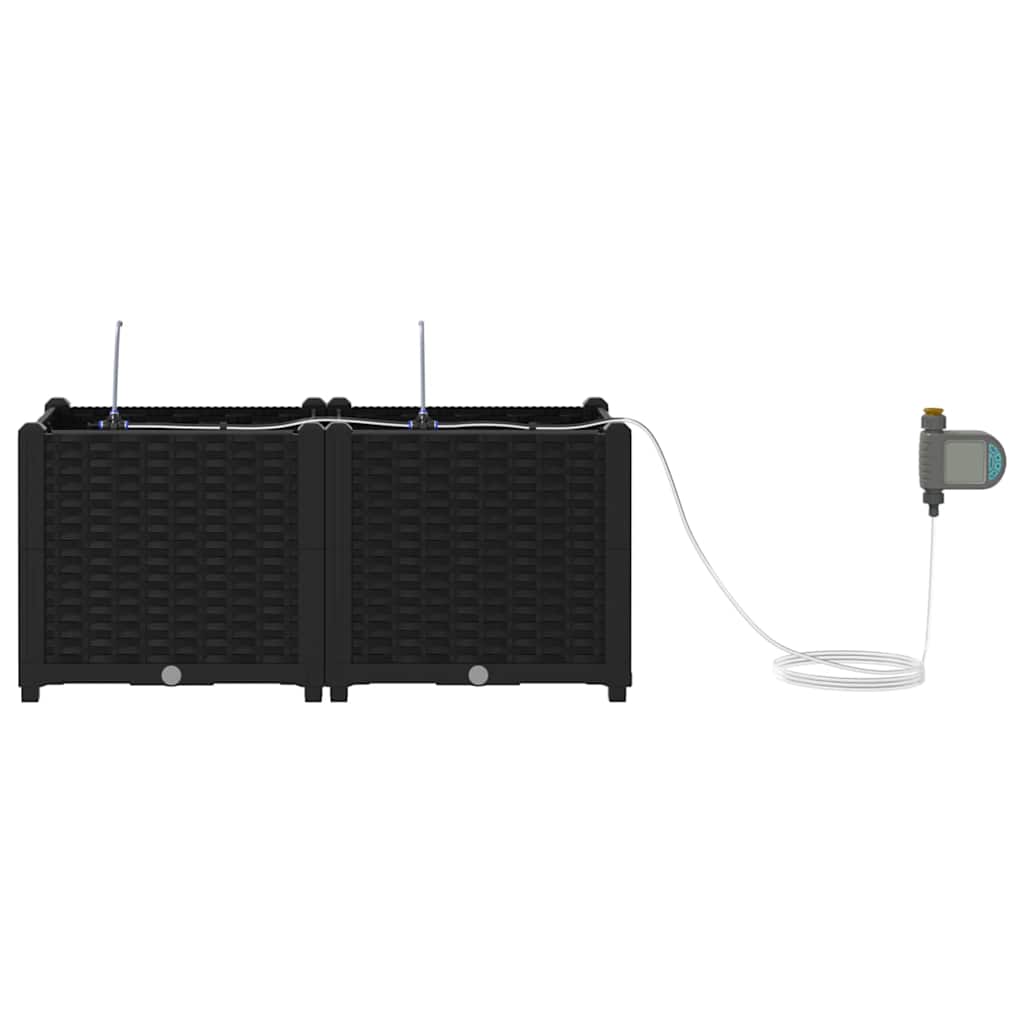 Vază pentru Grădină 2 pcs Negru Oțel