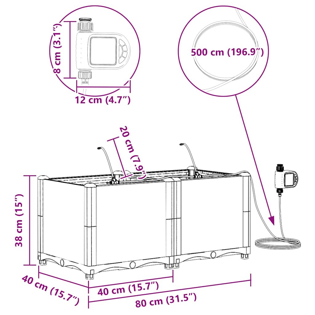 Vază pentru Grădină 2 pcs Negru Oțel