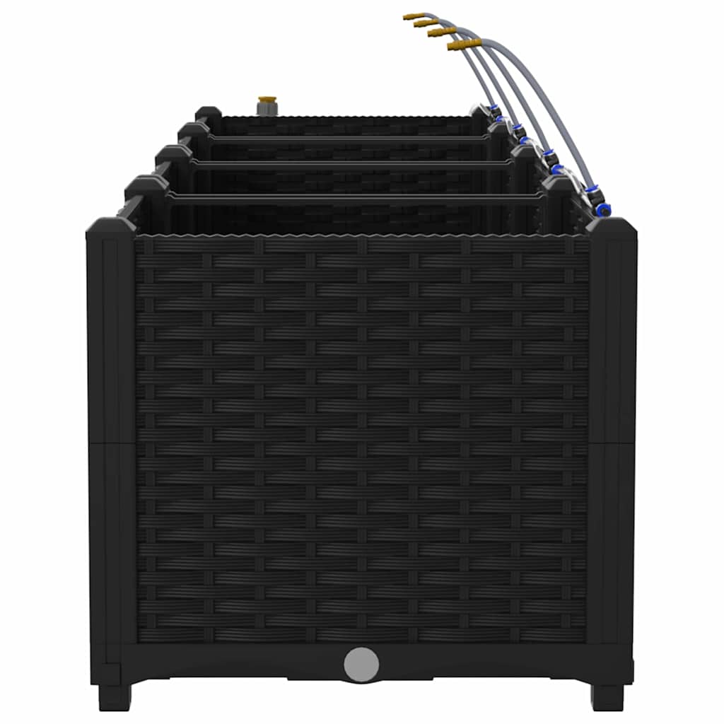 Vază pentru Grădină 4 pcs Negru Oțel