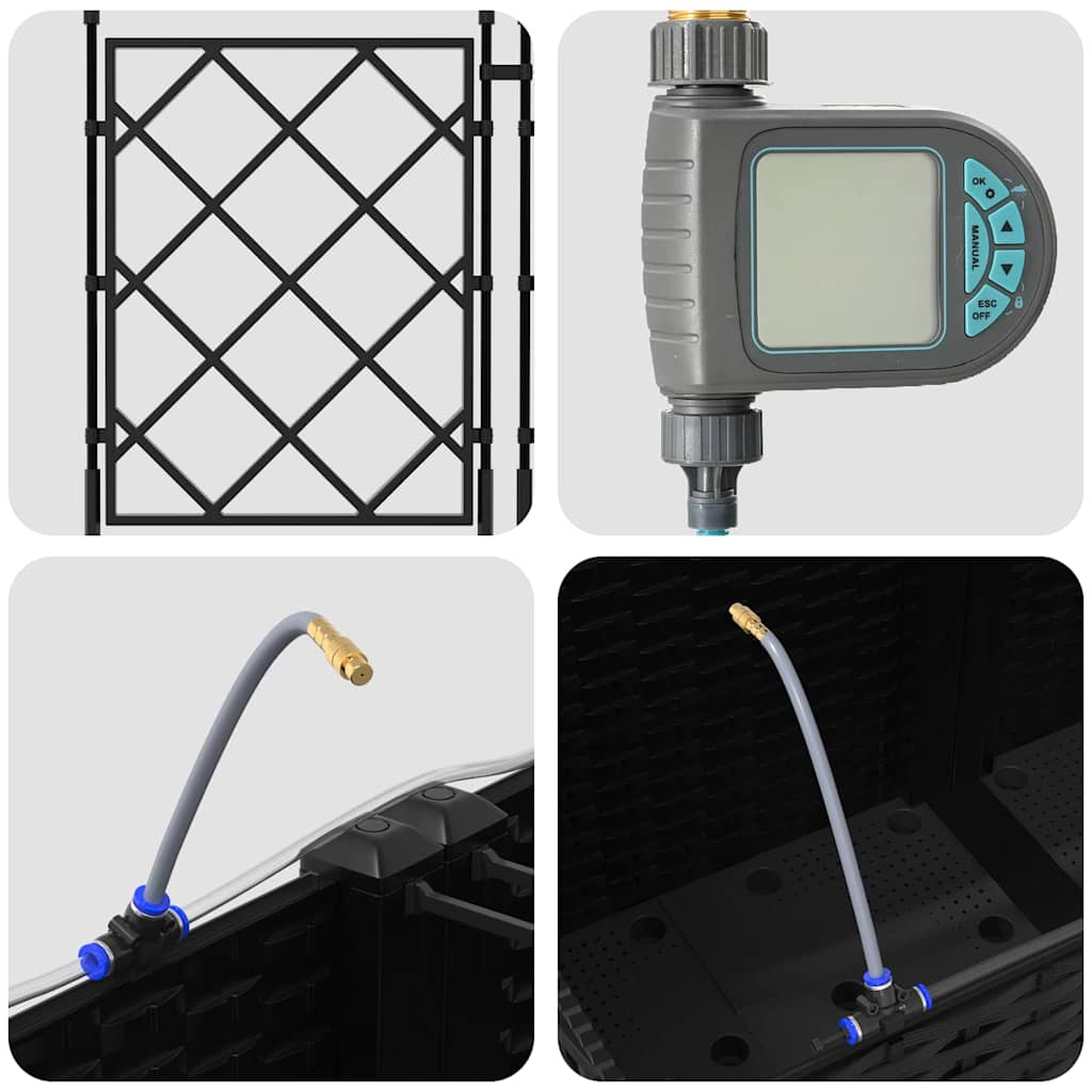 Vază pentru Grădină 2 pcs Negru Oțel