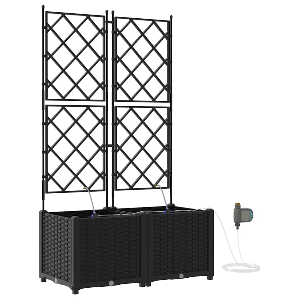 Vază pentru Grădină 2 pcs Negru Oțel