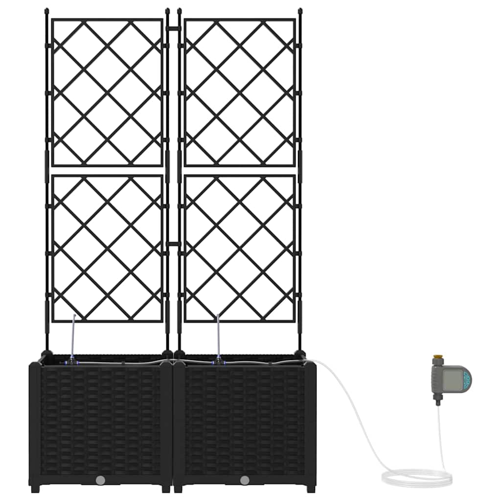 Vază pentru Grădină 2 pcs Negru Oțel