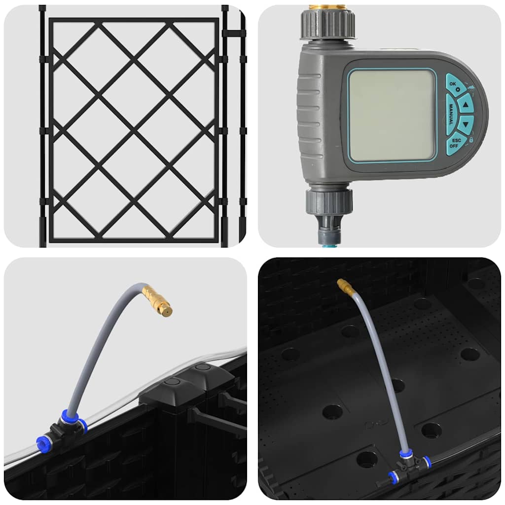 Vază pentru Grădină 3 pcs Negru Oțel