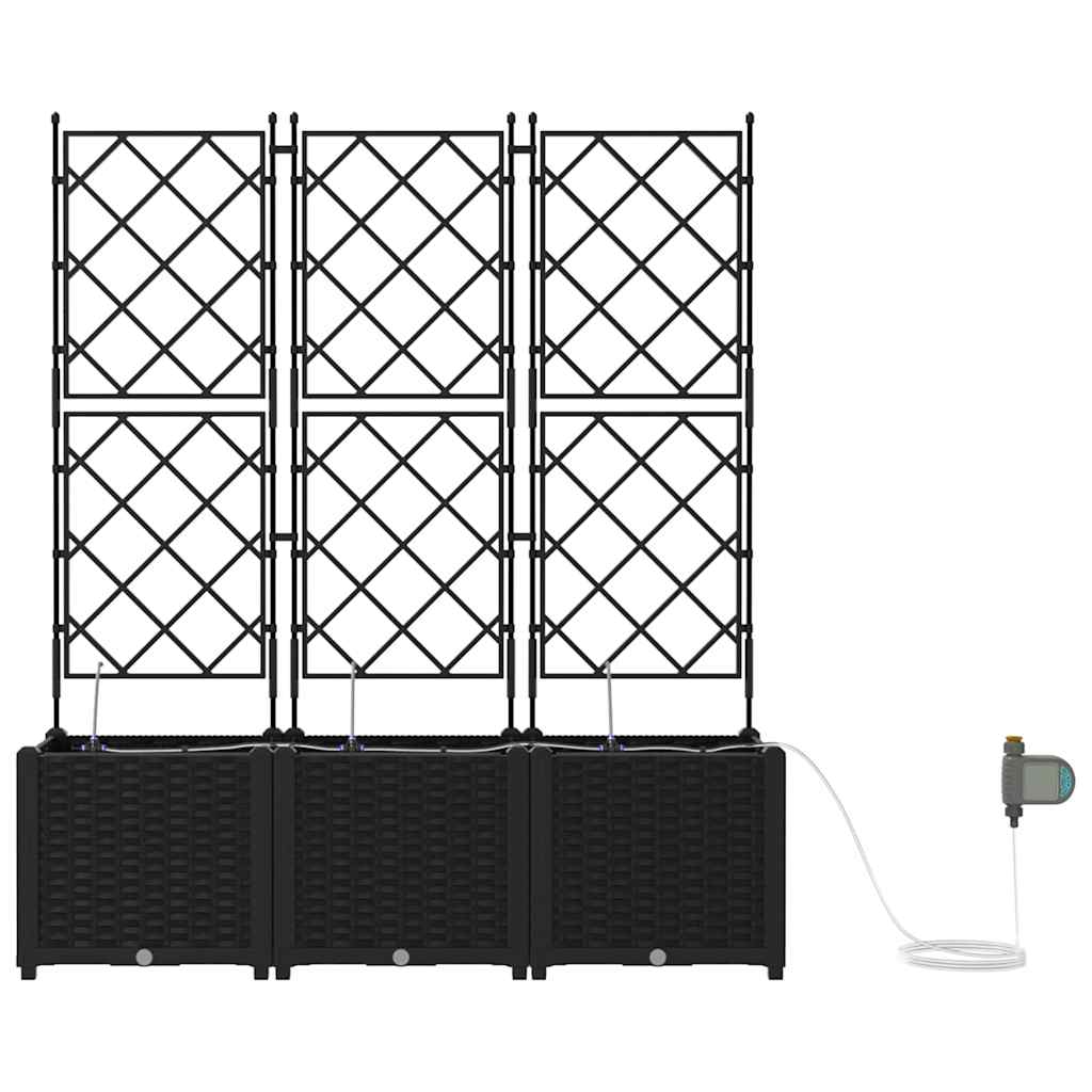 Vază pentru Grădină 3 pcs Negru Oțel