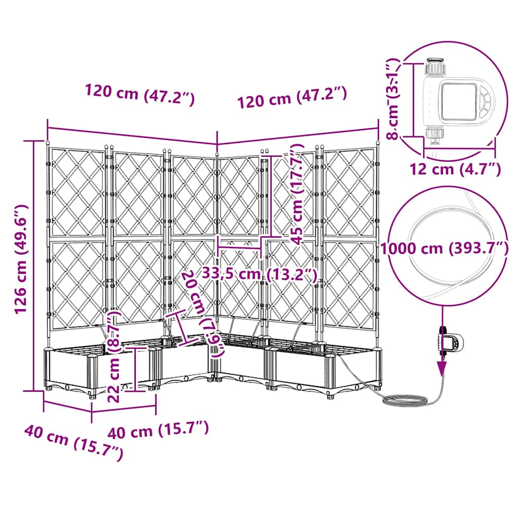 Vază pentru Grădină 5 pcs Negru Oțel