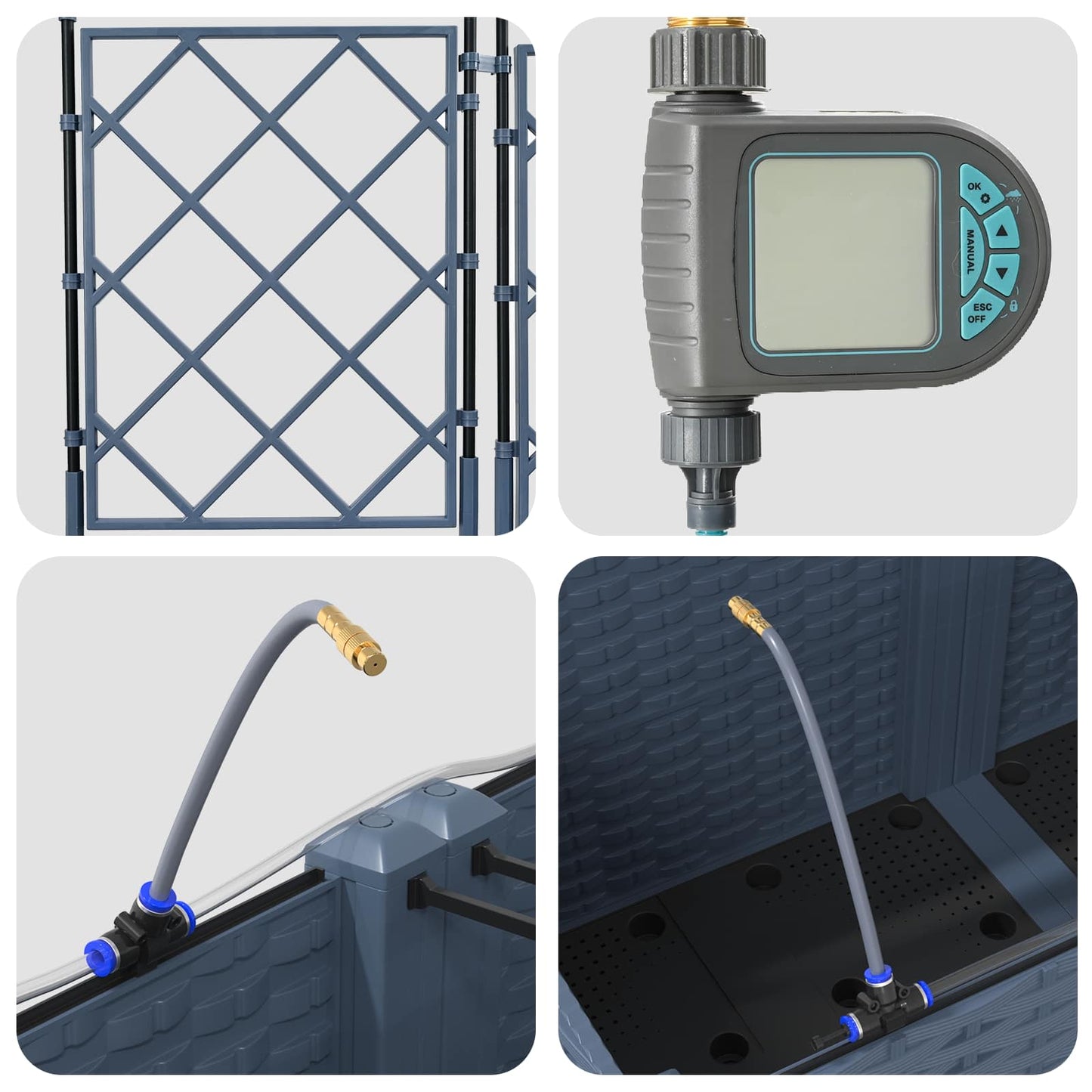 Vază pentru Grădină 2 pcs Gri 80 x 40 x 125,5 cm Oțel