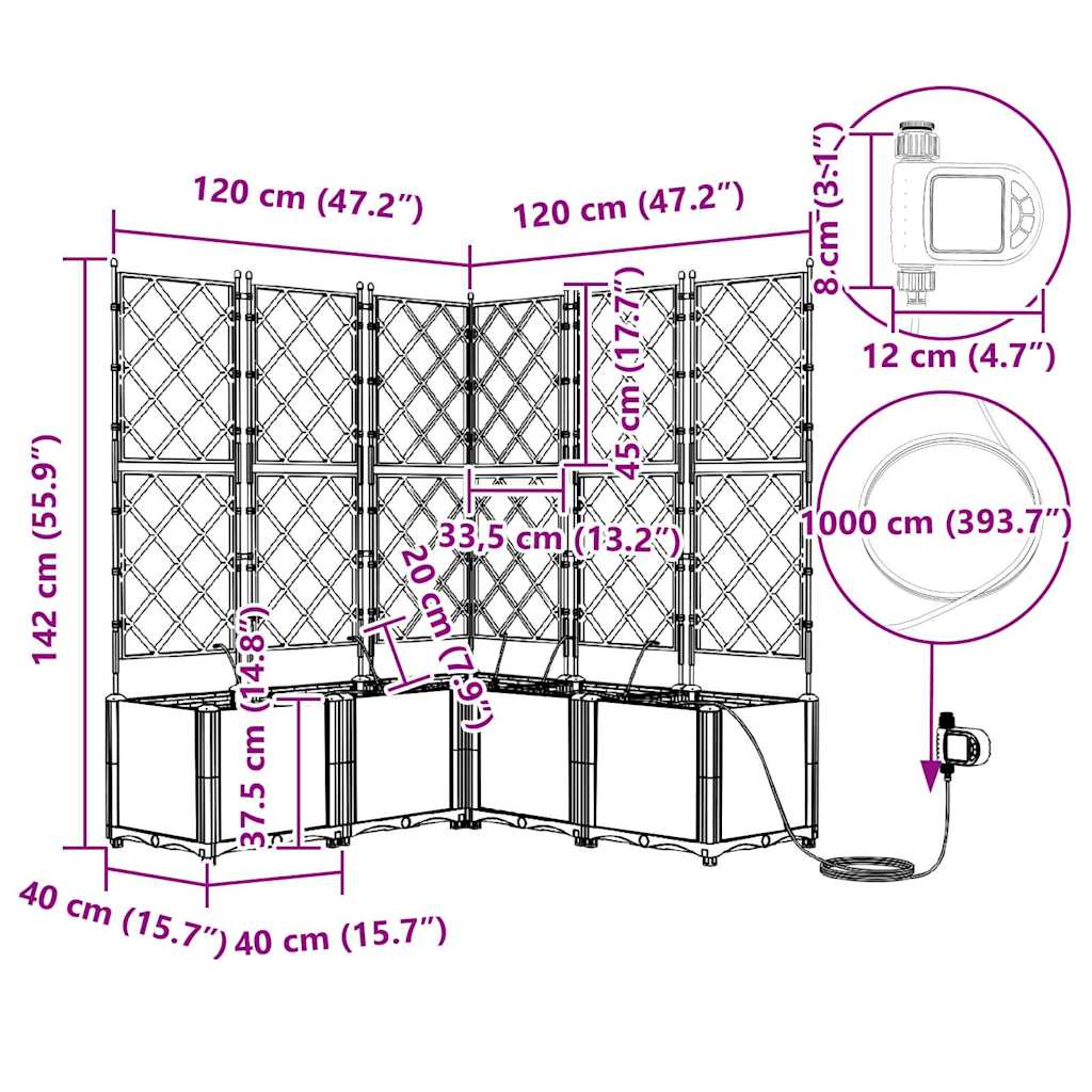 Vază pentru Grădină 5 pcs Gri Oțel