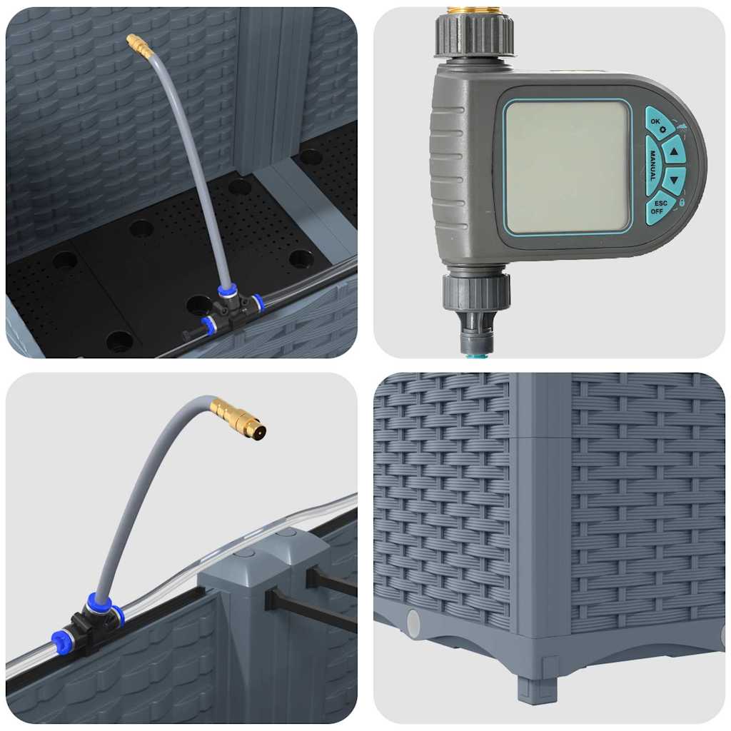 Vază pentru Grădină 4 pcs Gri Deschis Oțel