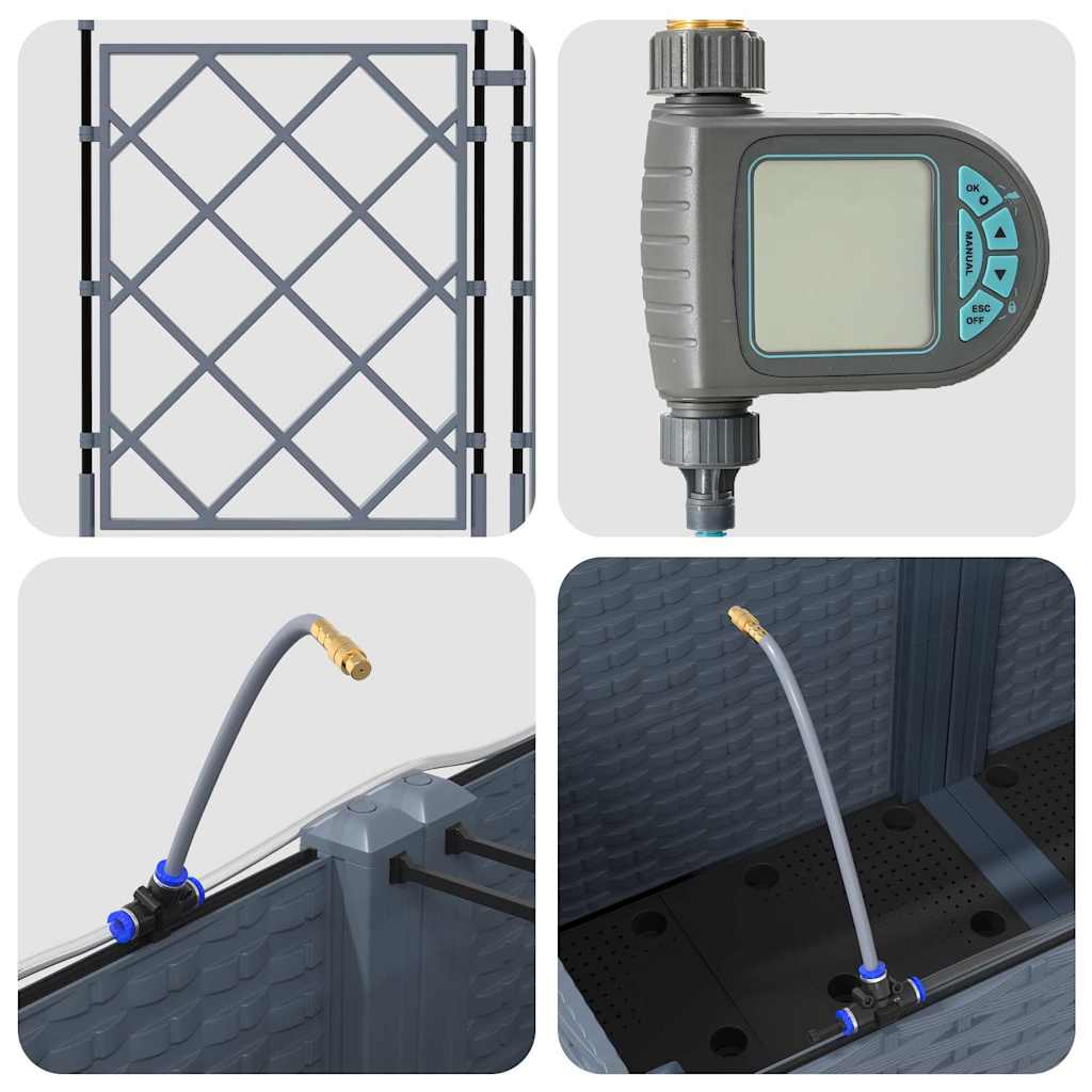 Vază pentru Grădină 3 pcs Gri Deschis Oțel