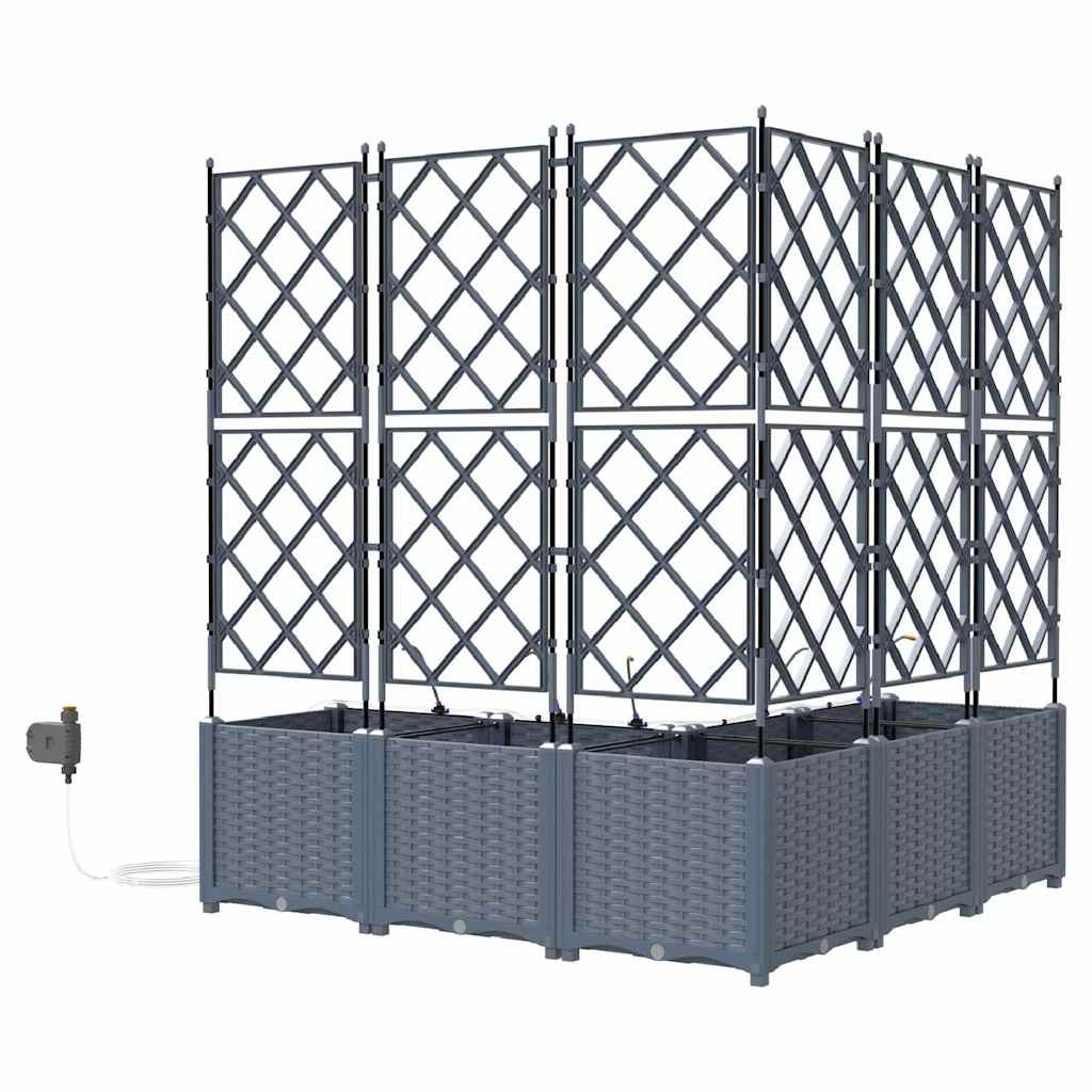 Vază pentru Grădină 5 pcs Gri Deschis Oțel