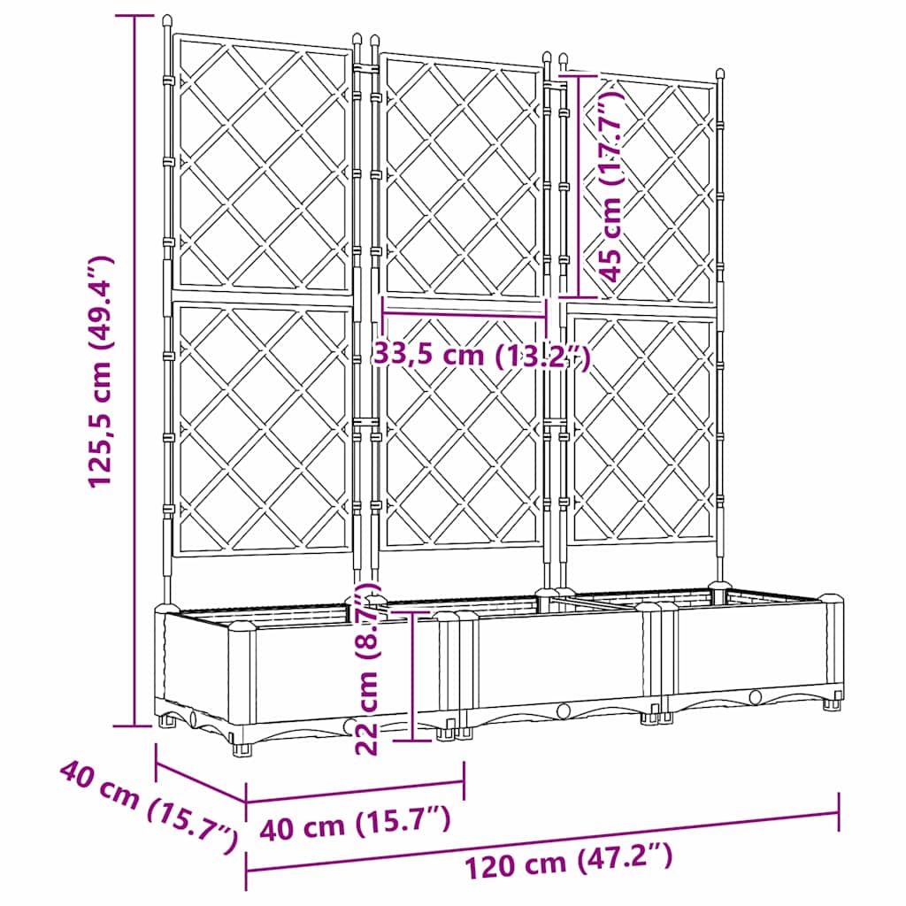 Vază pentru Grădină 3 pcs Alb 120 x 40 x 125,5 cm Oțel
