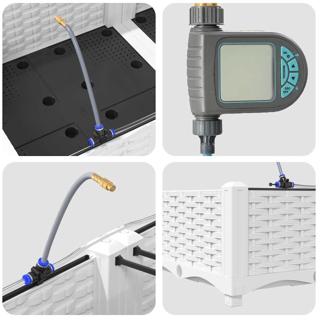 Vază pentru Grădină 4 pcs Alb Oțel